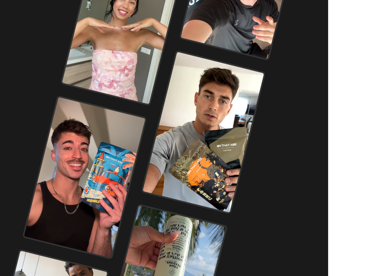 Collage of creator product video thumbnails.