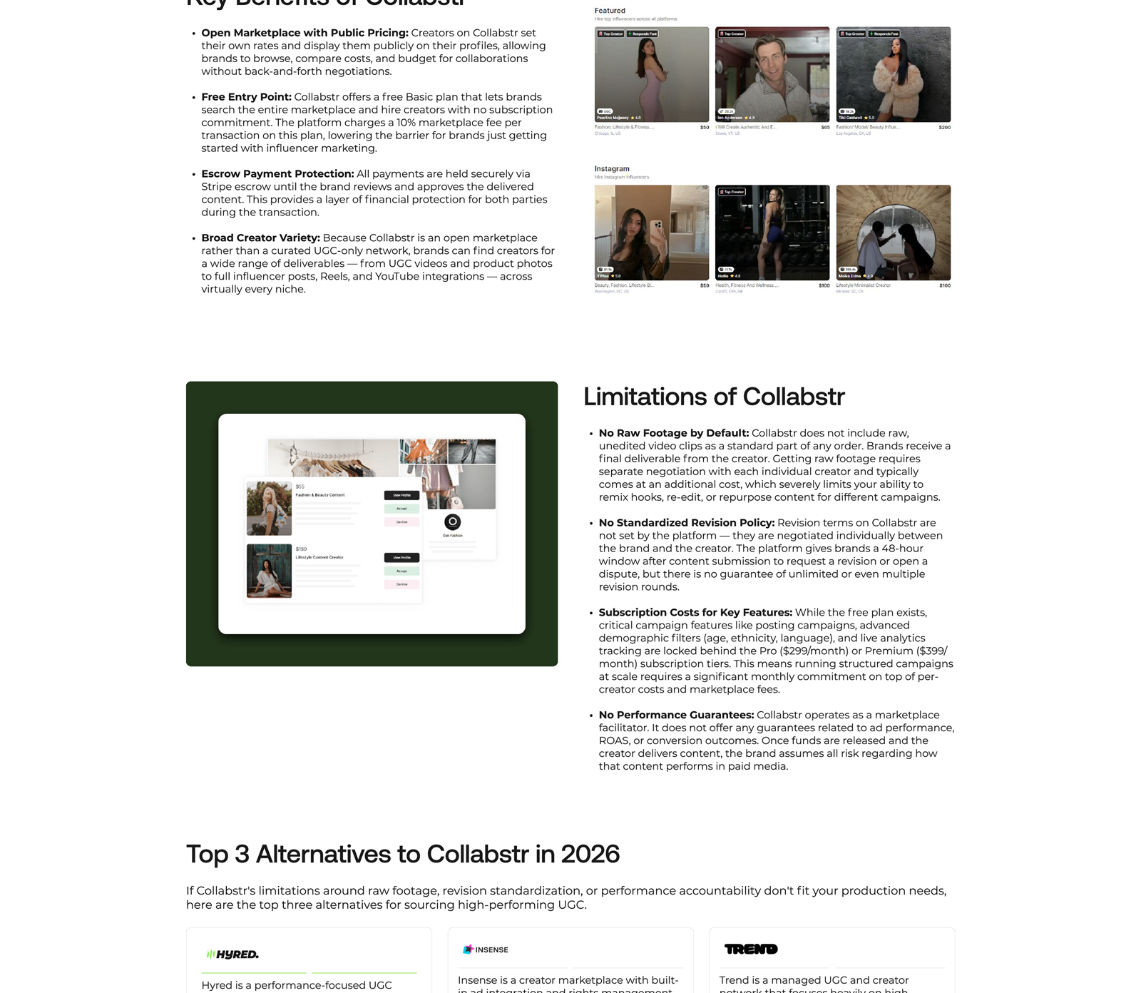 Collabstr creator marketplace listings.