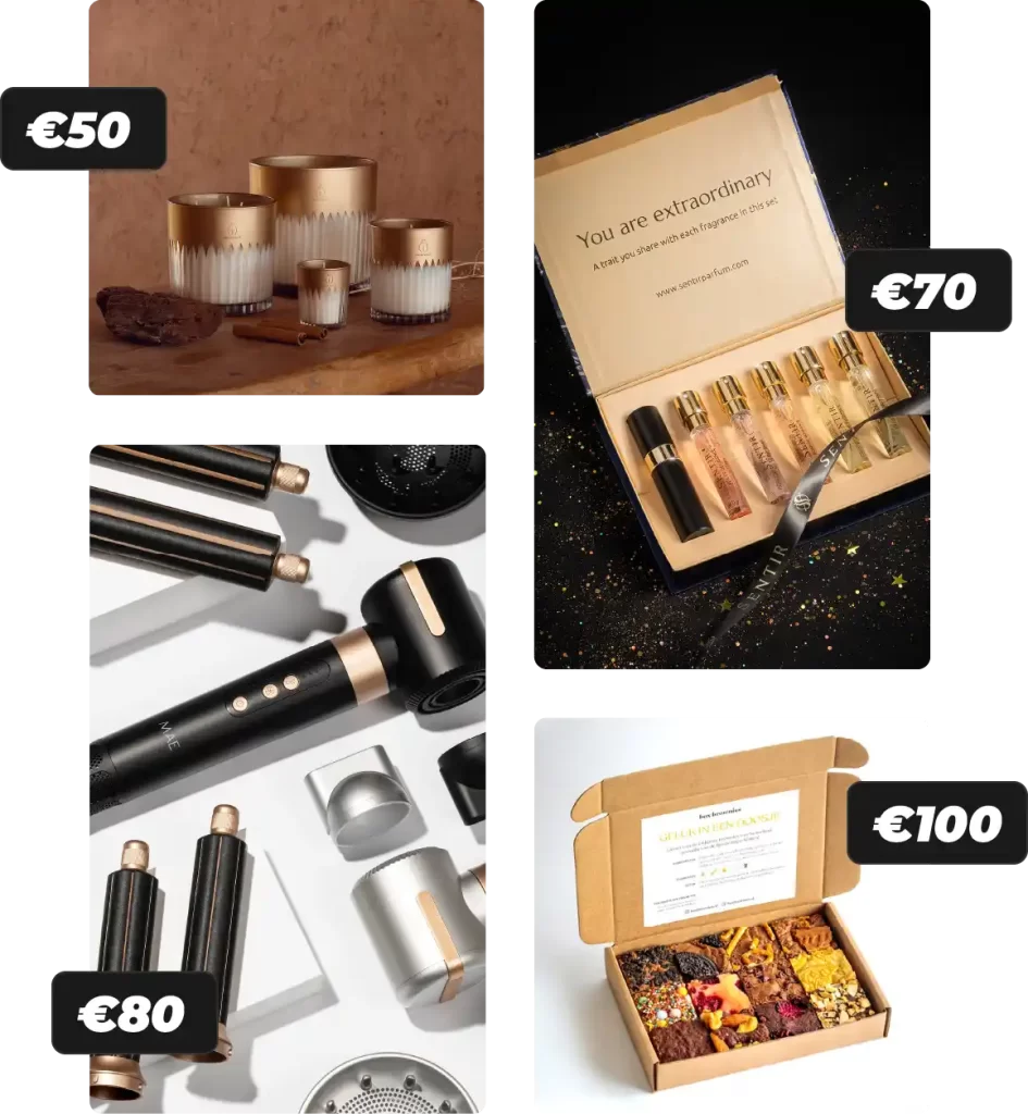Collage de set de regalo y productos para creadores