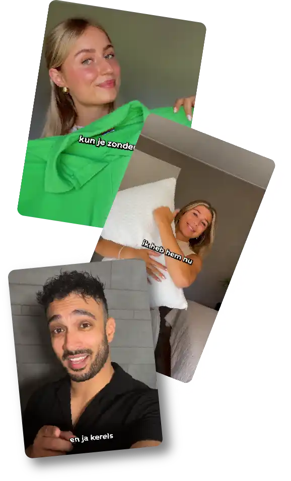 Collage de ejemplos del creador en el lado derecho del hero