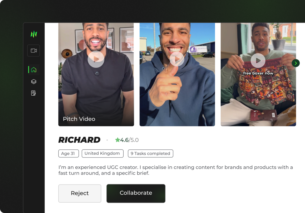 Plattformansicht mit einem Creator-Onboarding-Ablauf