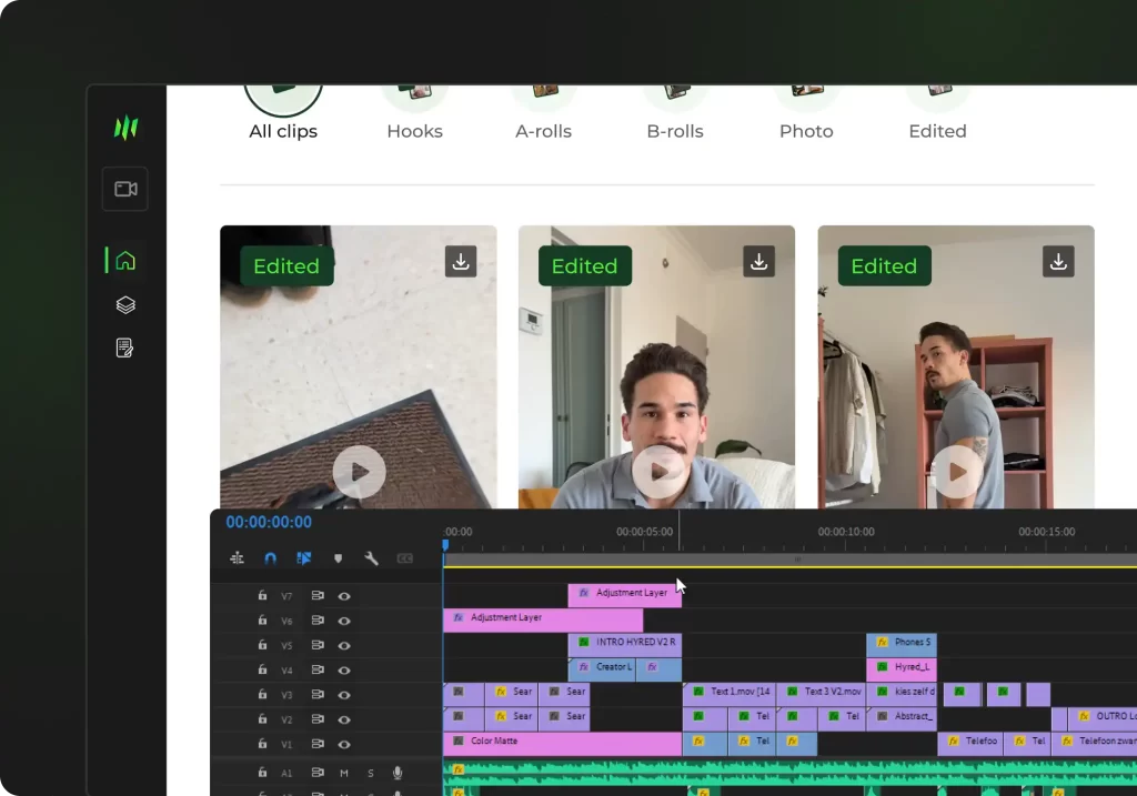 Bearbeitungs-Timeline für die Produktion von Short-Form-Creatives