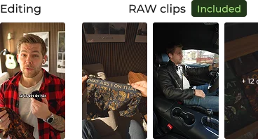 Man showing items and driving a car.