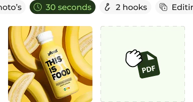 Food drink bottle with bananas and PDF icon.
