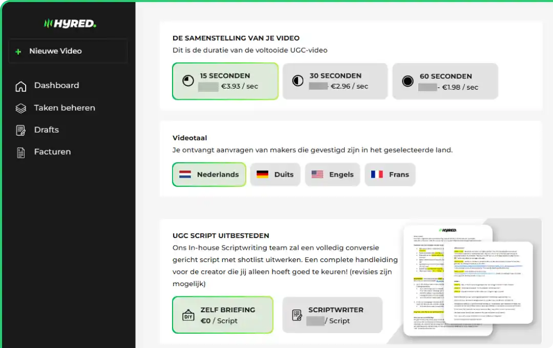 Hyredin hallintapaneelin esikatselu