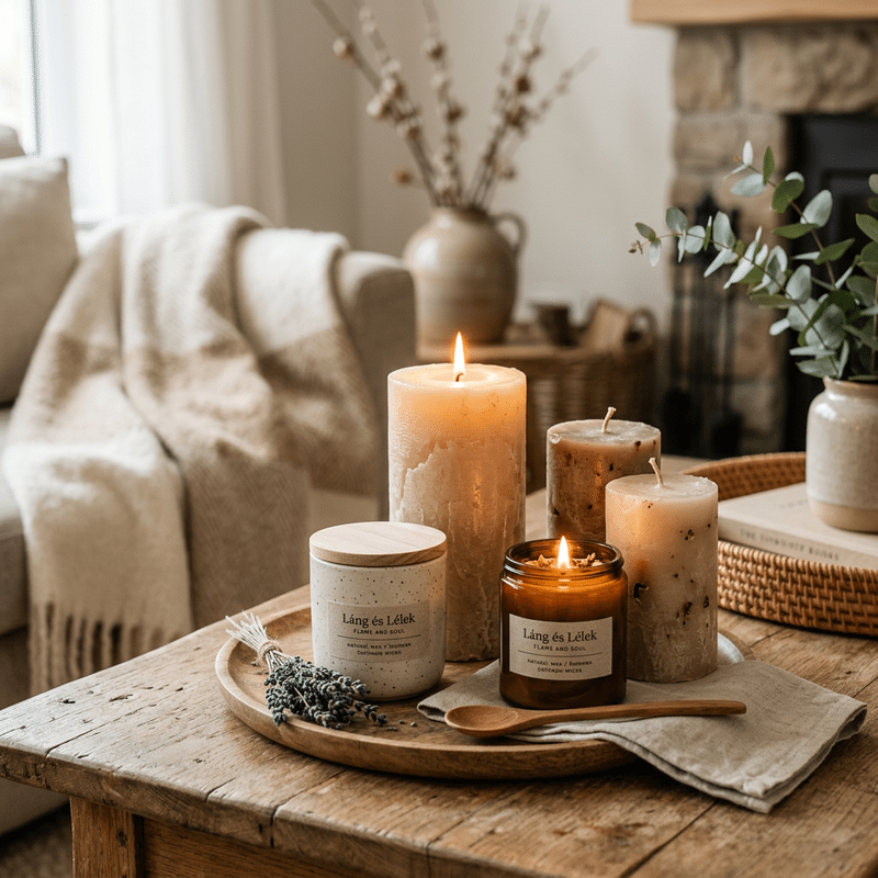 Rusztikus díszgyertyák