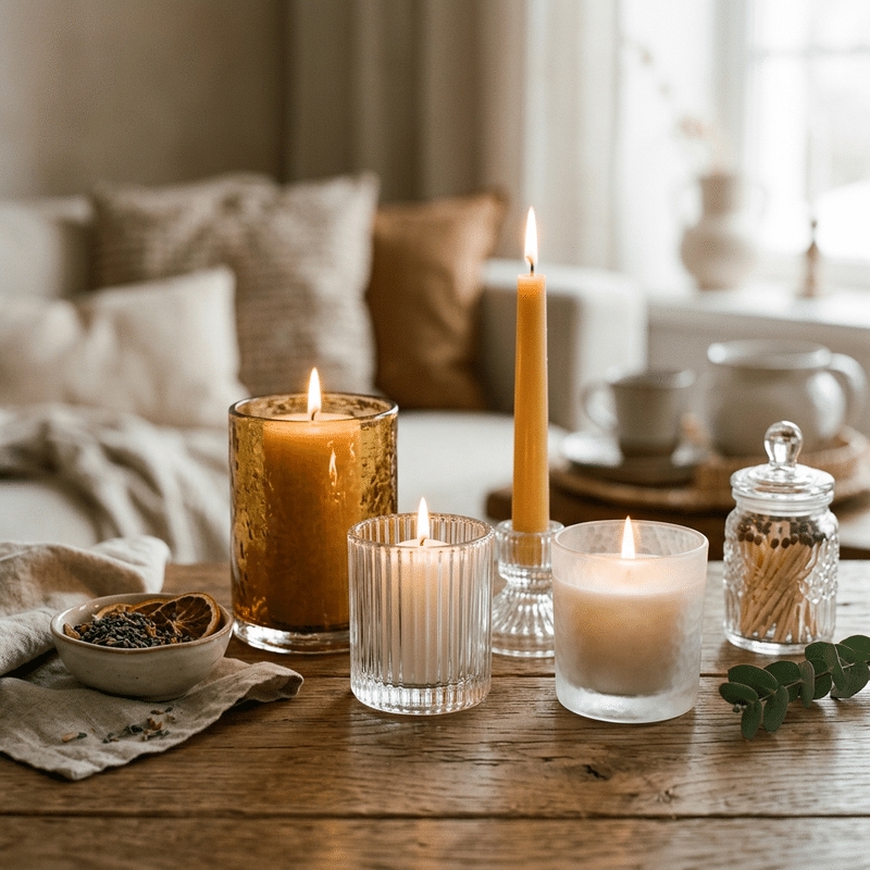 Üveg gyertyatartók