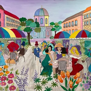 "Tavasz Párizsban" Fine art nyomat habkartonra kasírozva 2 bélyegkép