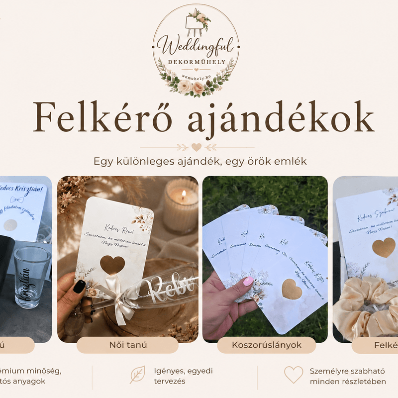 Tanú és koszorúslány felkérő ajándékok