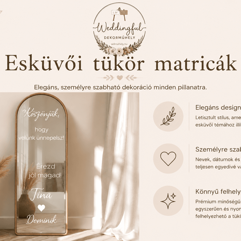 Esküvői tükör matricák