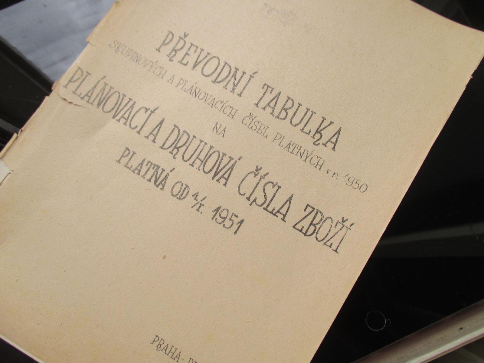 PŘEVODNÍ TABULKA ČÍSLA ZBOŽÍ 1951