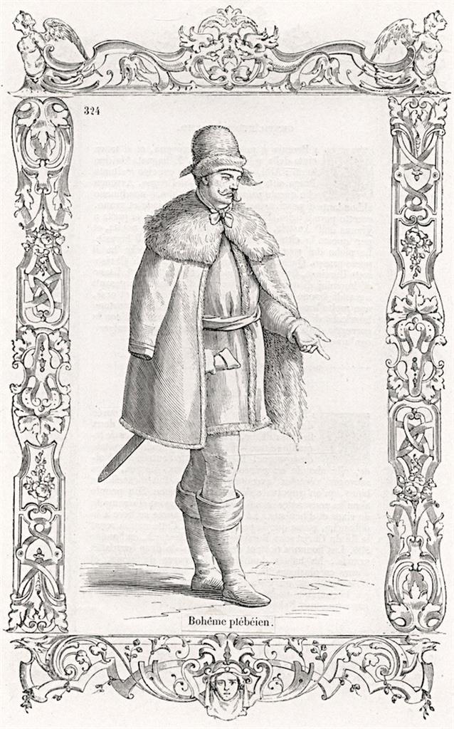 Čechy kroj vesničan, dřevoryt, 1860