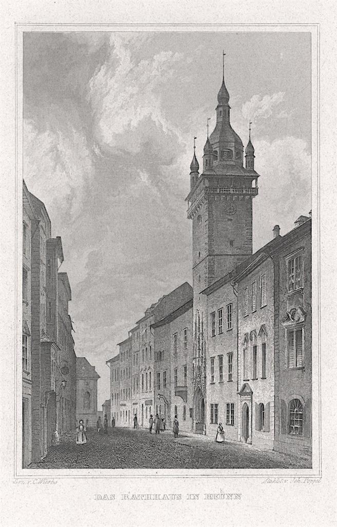 Brno Radnice, Lange, oceloryt, 1842
