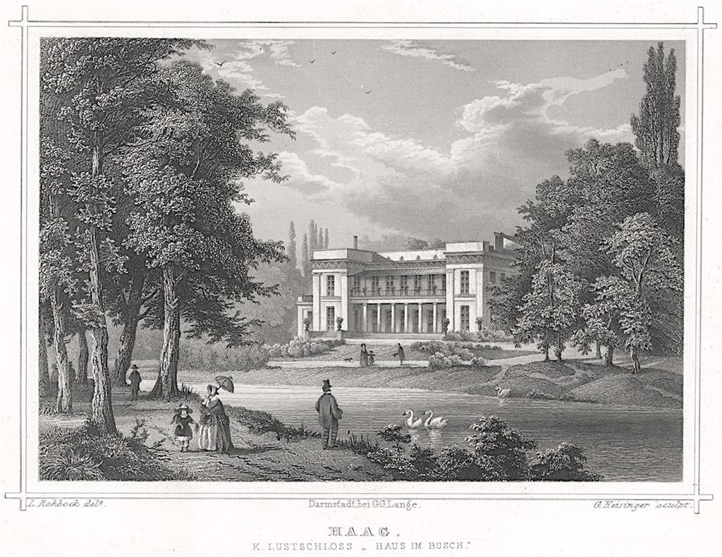 Haag zámeček, Lange, oceloryt, (1860)