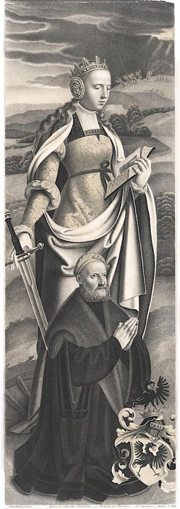 Sv. Kateřina, Strixner, litografie, 1829