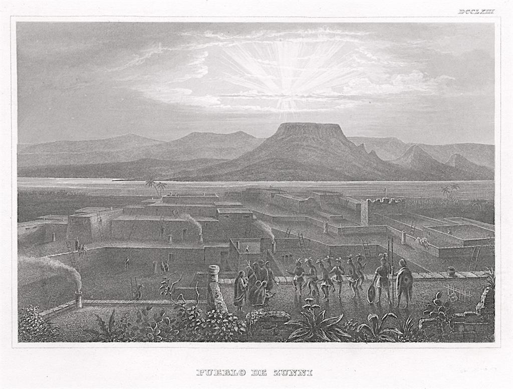 Zuni Pueblo, New Mexico, Meyer, oceloryt, 1850
