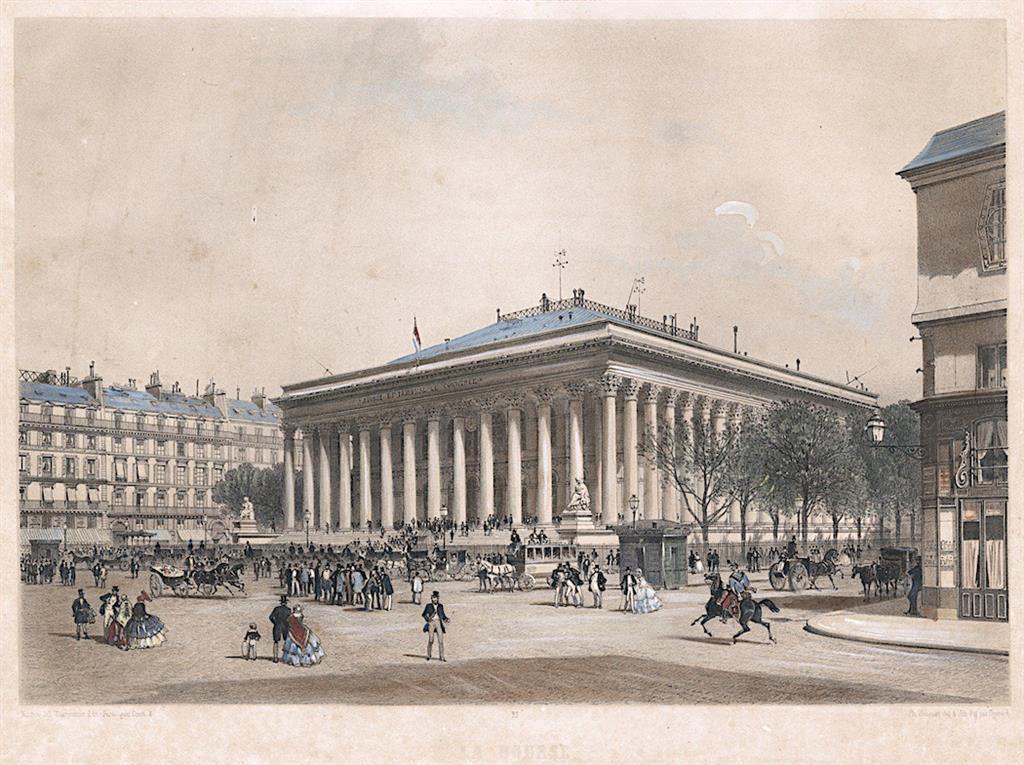 Paris Bourse, kolor. litografie, 1861