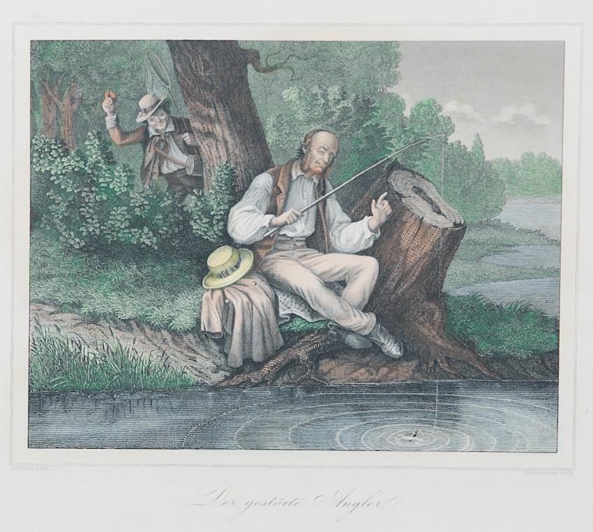 Rybář, kolor. oceloryt, 1860