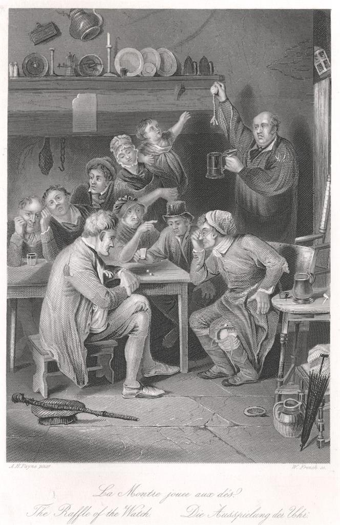 Hra o hodinky, Payne, oceloryt, (1860)
