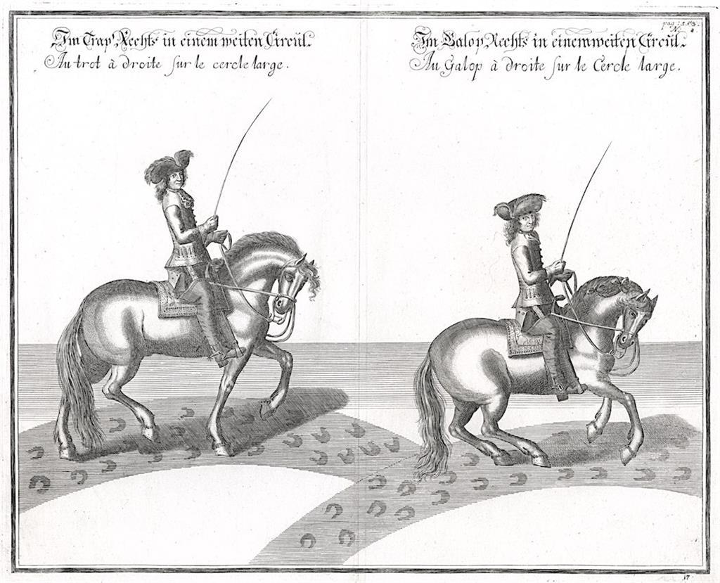 Jezdecká škola V.,Cavendisch, mědiryt, (1700)