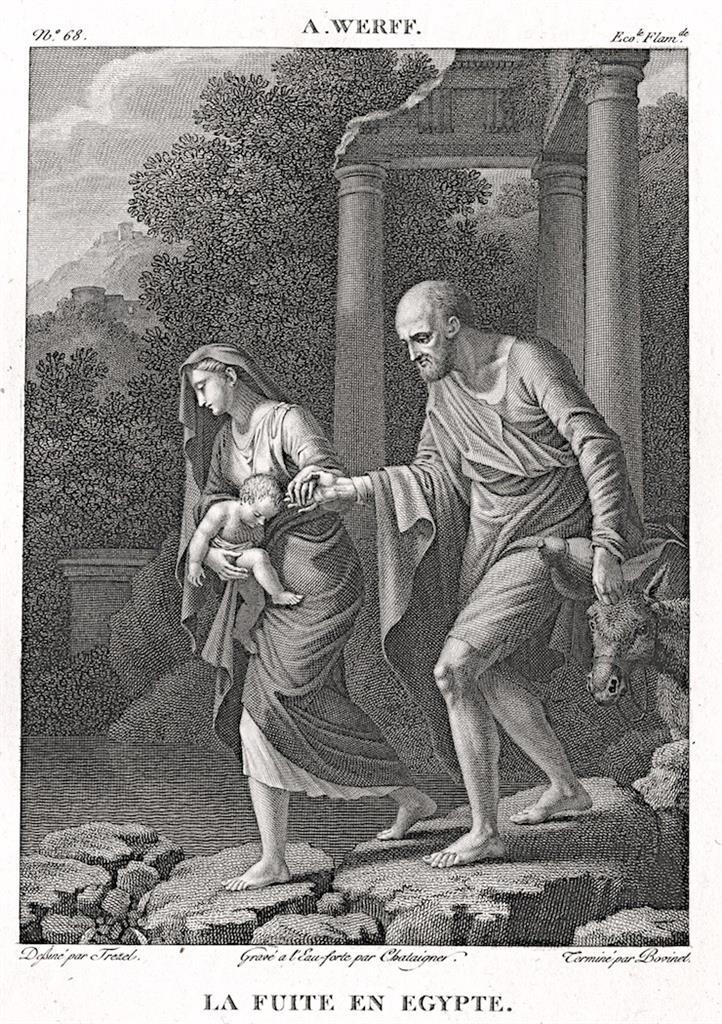 Utěk do Egypta, mědiryt, 1800