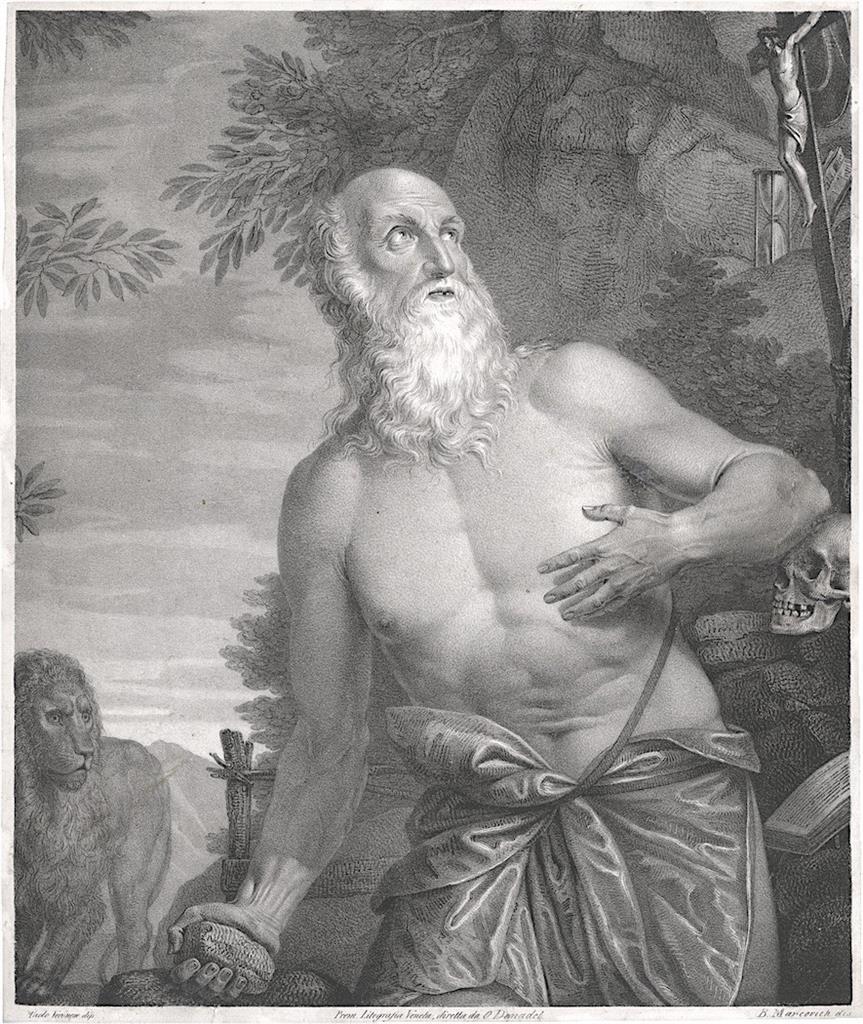 Svatý Jeroným, litografie, (1830)
