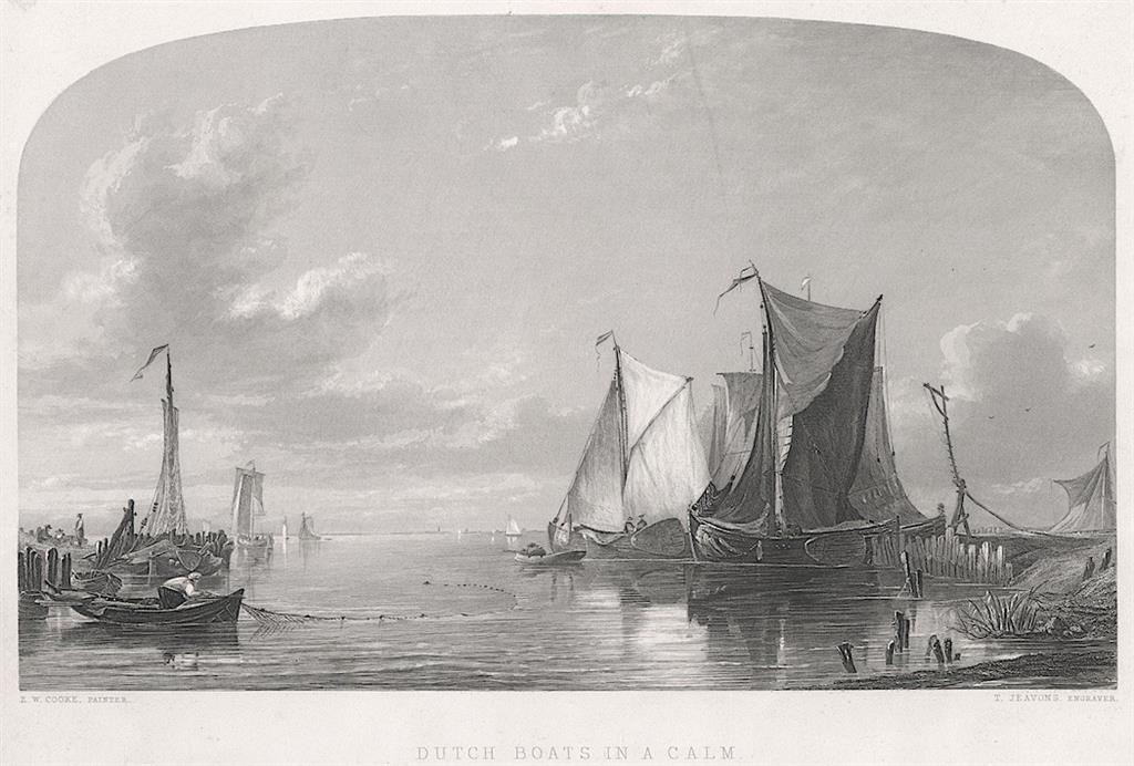 Lodě přístav, oceloryt, 1850