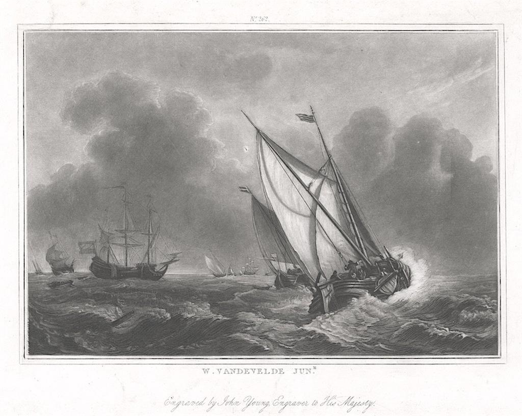 lodě, podle Vandeveldeho, akvatinta, 1821