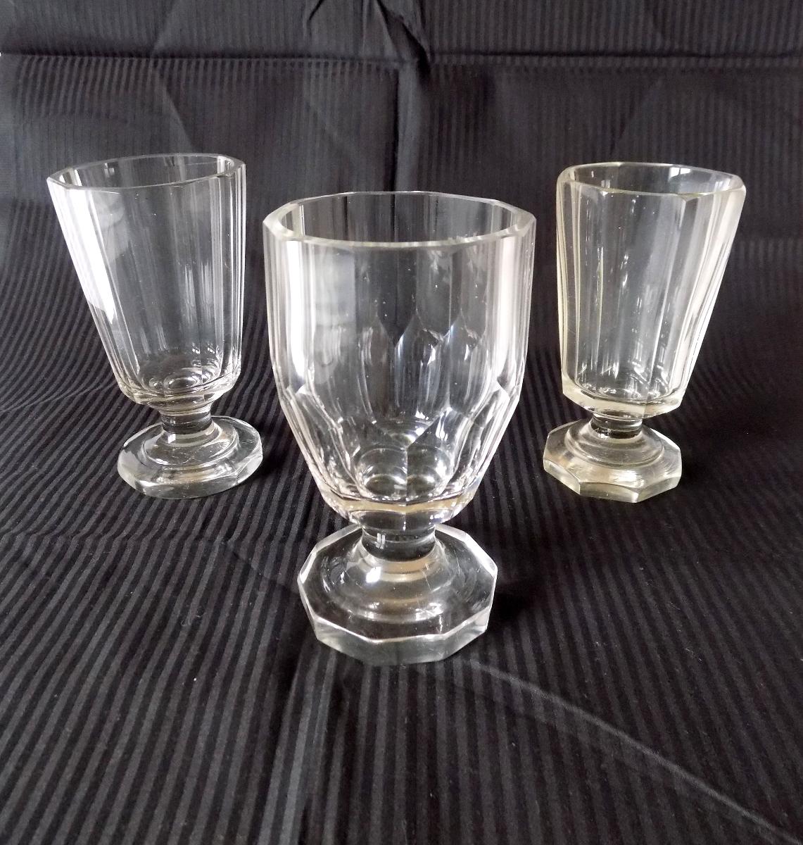 3 ks grogové sklenice - Biedermeier