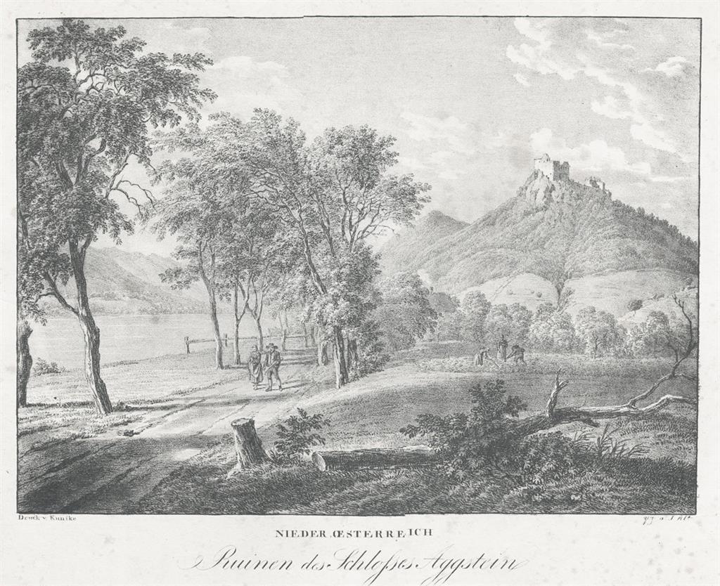 Aggstein - Wachau, Kunike, litografie, 1826