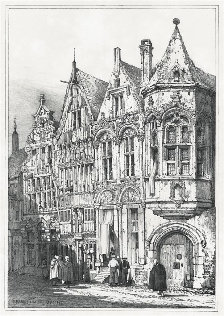 Mechelen Malines , Prout, litografie. 1833