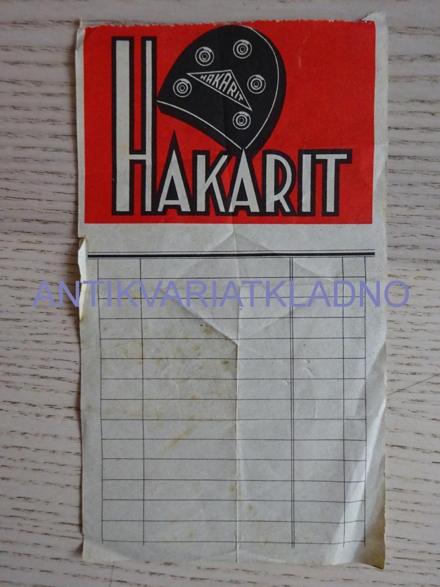 STARÁ REKLAMNÍ ÚČTENKA, HAKARIT, 1 KS