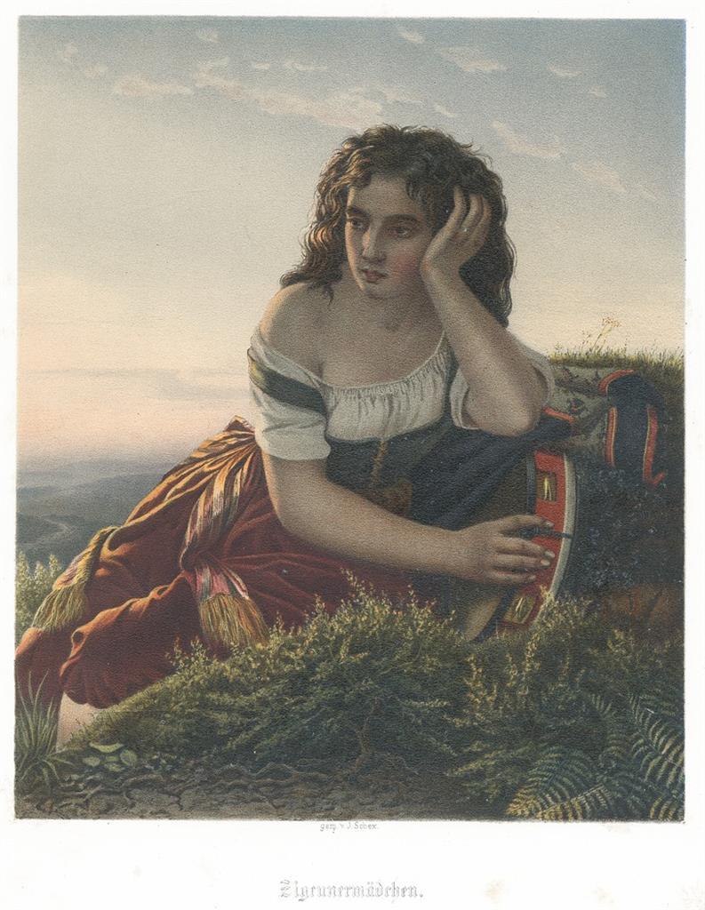 Cikánská dívka, chromolitografie, (1880)