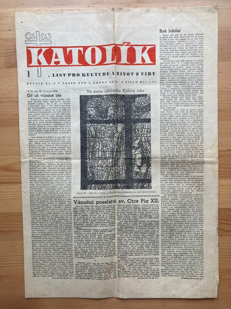 Týdeník Katolík, ročník XI, číslo 1, 1948