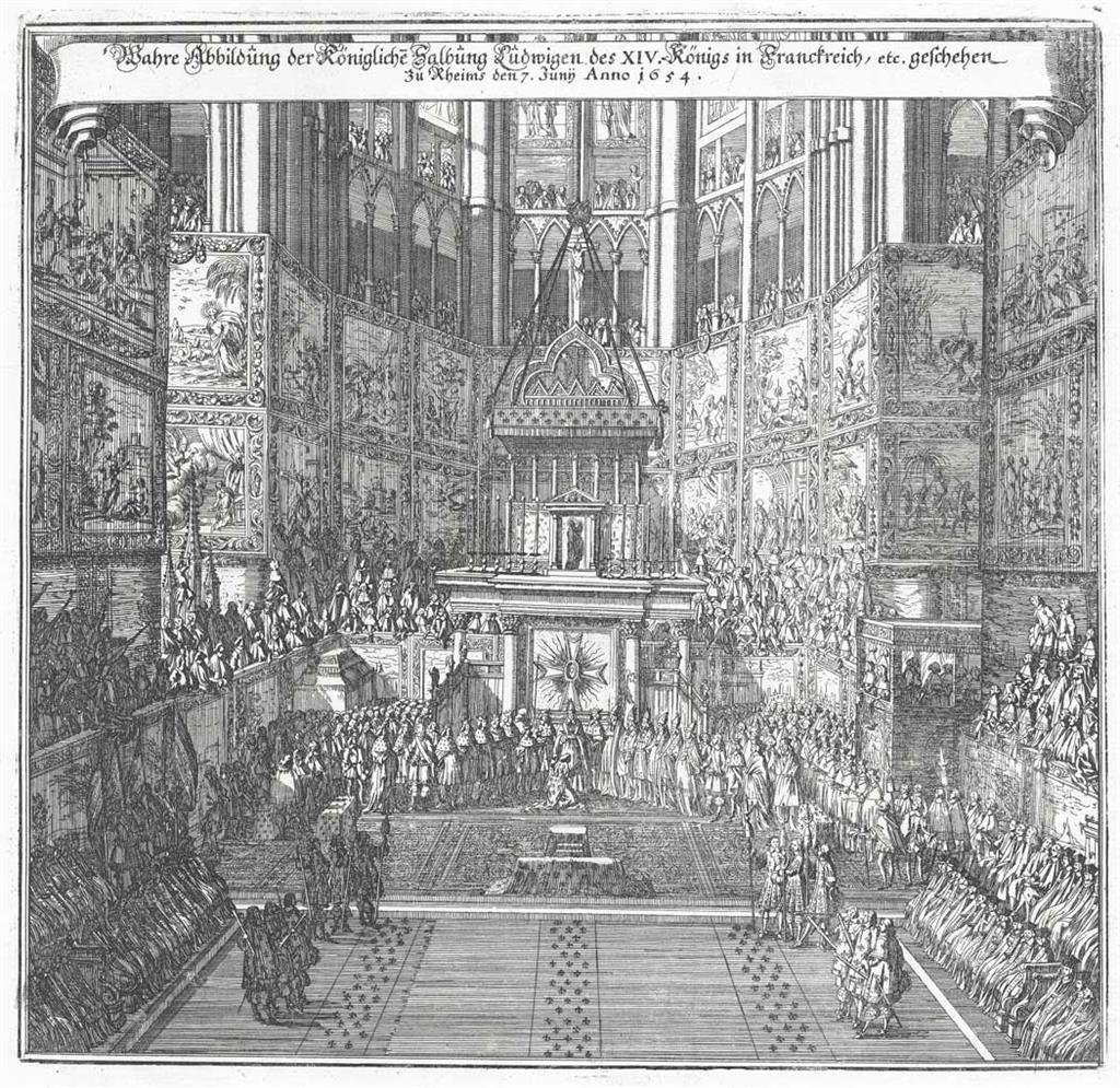 Ludvík XIV. korunovace, Merian, mědiryt , (1690)
