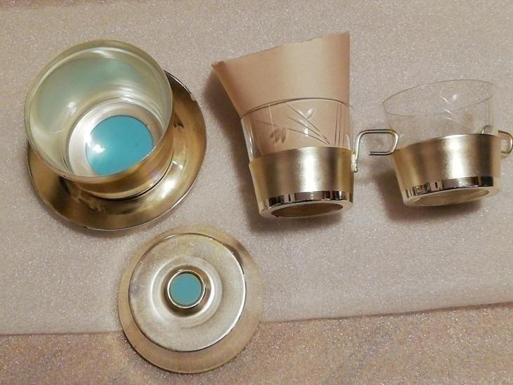 Retro souprava pro 2 osoby- broušené sklo