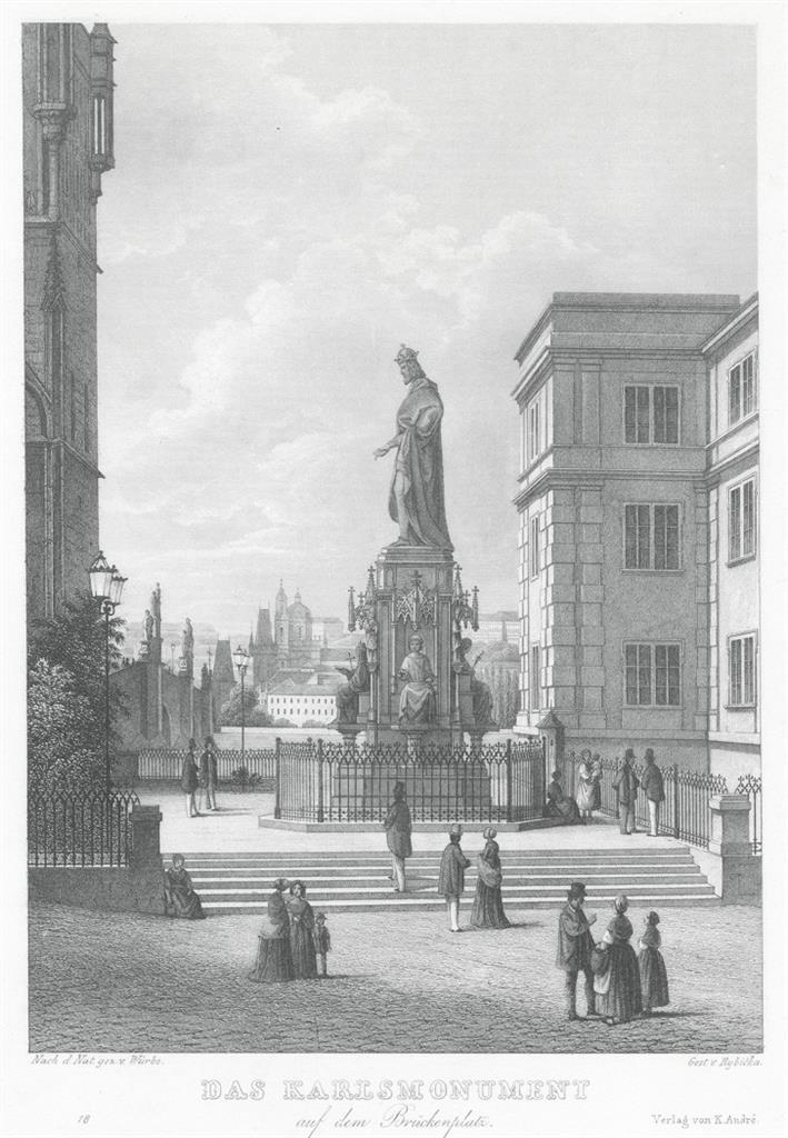 Praha Karel IV. oceloryt, (1850)