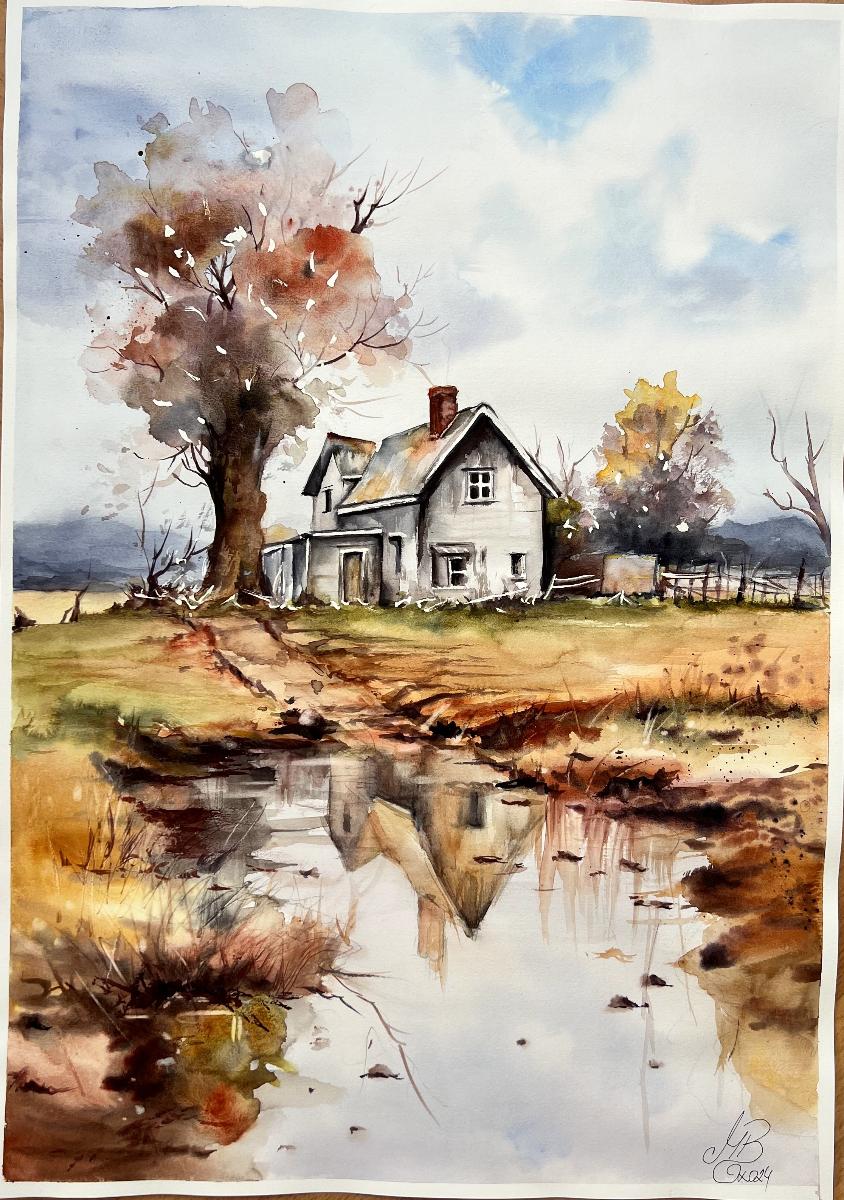 Obraz Krajina - Akvarel 70 x 50 cm