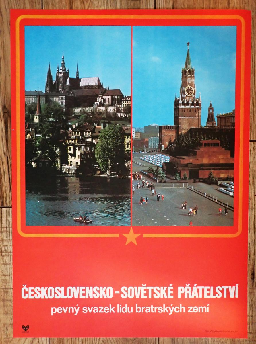 Plakát 80.léta socialismus ČSSR-SSSR přátelství