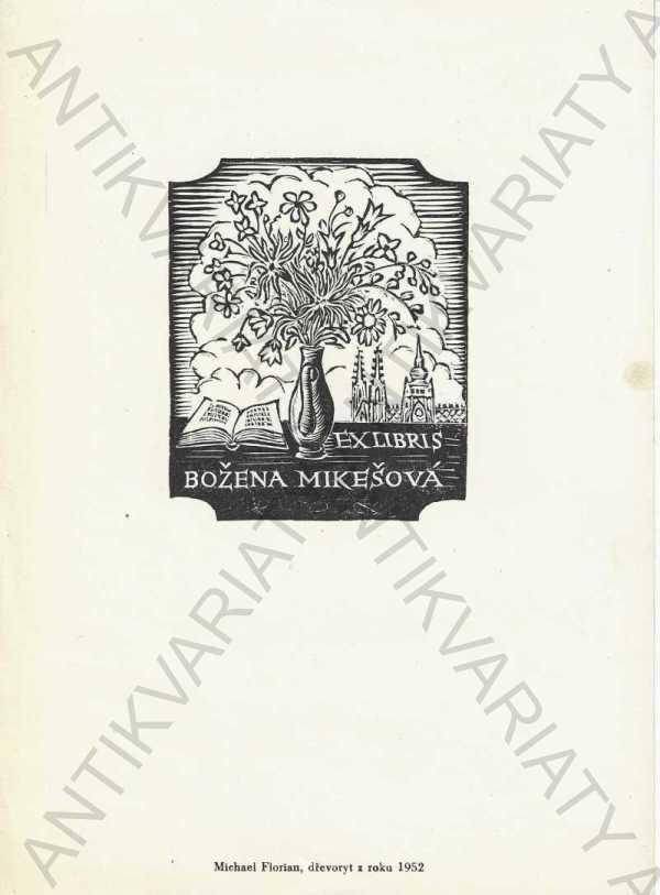 M. Florian Ex libris Božena Mikešová dřevoryt 1952
