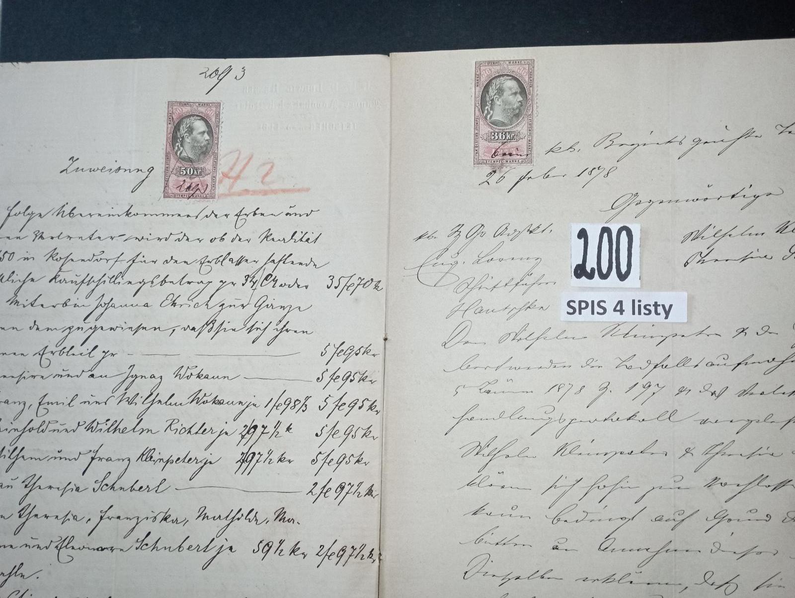 RAKOUSKO-UHERSKO-doklad č. 200 za 1,-Kč