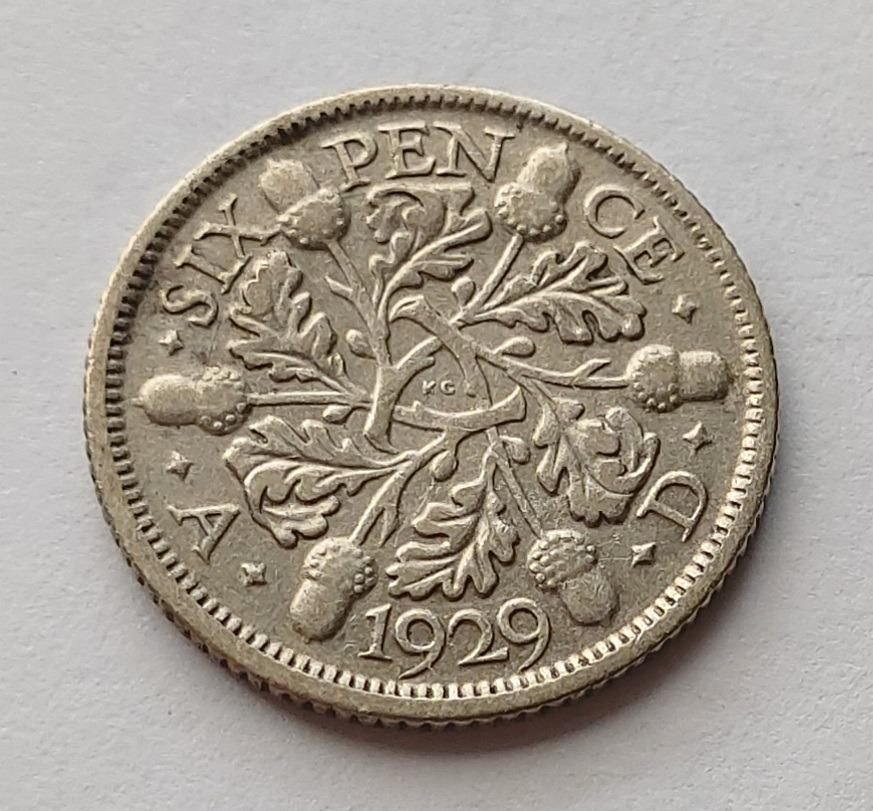 Velká Británie - 6 Pence 1929. Ag - (č.1784)
