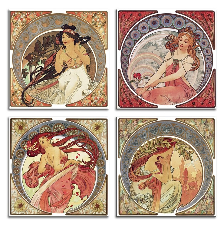 Reprodukce A.Mucha 40x40cm / set 4ks /