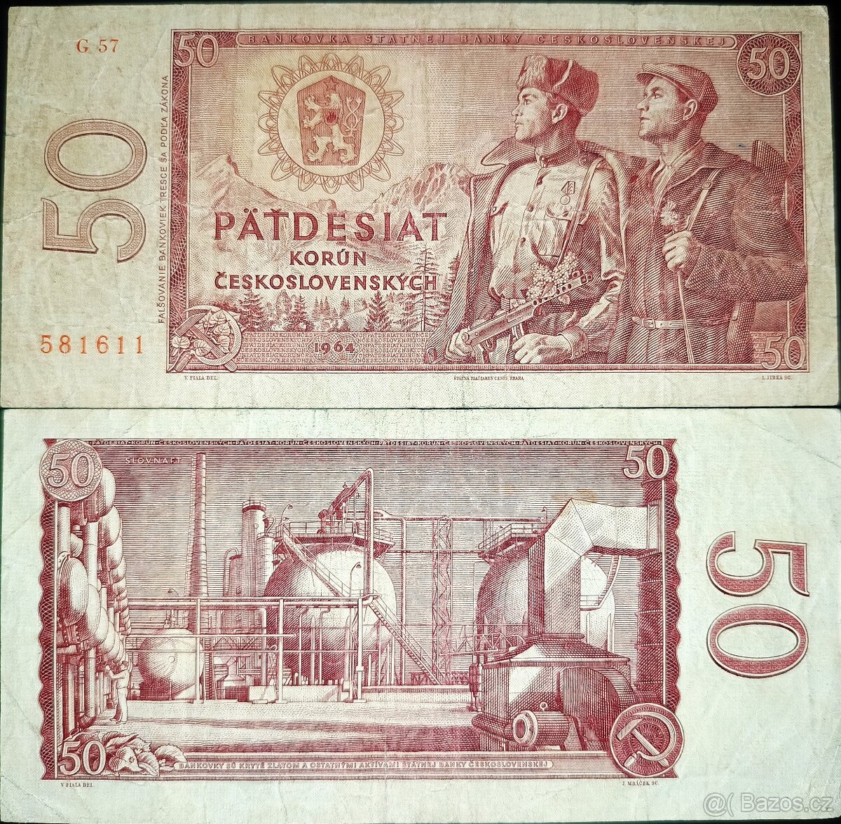 50 Kčs 1964 partyzáni