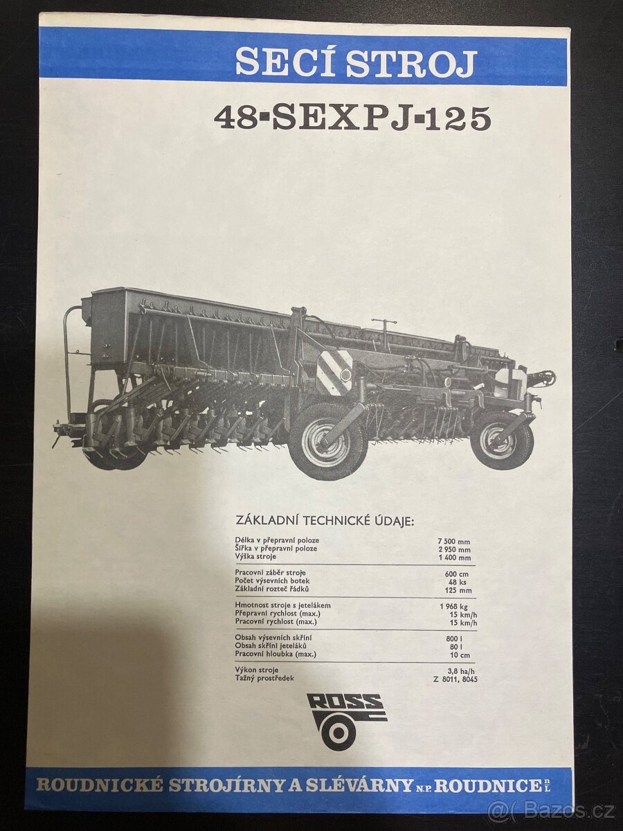 Prospekt ROSS Roudnice - secí stroj 48-SEXPJ-125