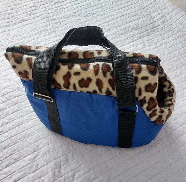 Taška přepravní modrá+leopard vzor