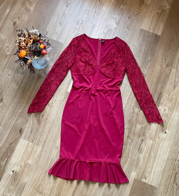 Červené šatičky s krajkou Shein, vel. S-M