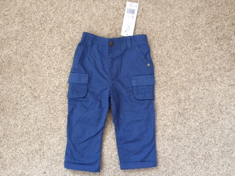 NOVÉ modré kalhoty / kapsáče podšité bavlnou, vel. 80 (9-12