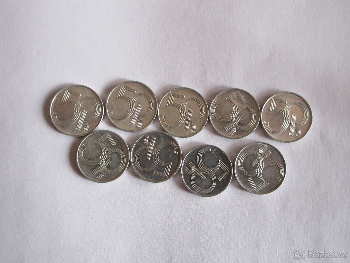 MINCE začínajícímu sběrateli- sada 9x 50 haléřů