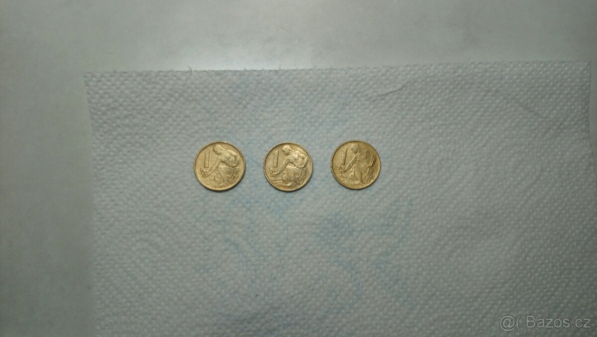 1 Kčs r. 1980,1982,1989 3 mince UNC